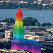 Hamburger Michel, regenbogenfarben